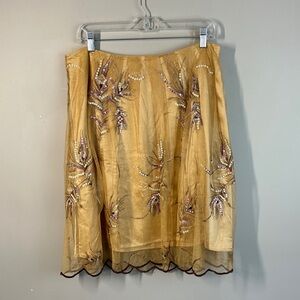 Bianca Nygard Y2K Sheer Mesh Sequin Lined Skirt Size L Forest Fairy Whimsigoth